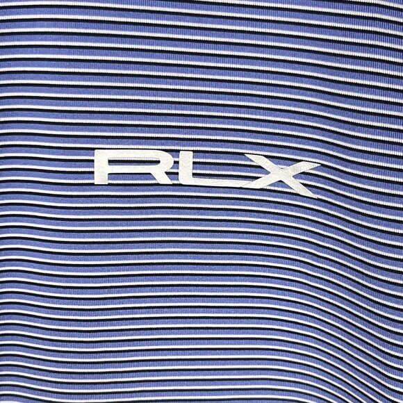 Ralph Lauren RLX Mens Blue Striped Wicking Golf Polo Sz XL - Picture 7 of 7